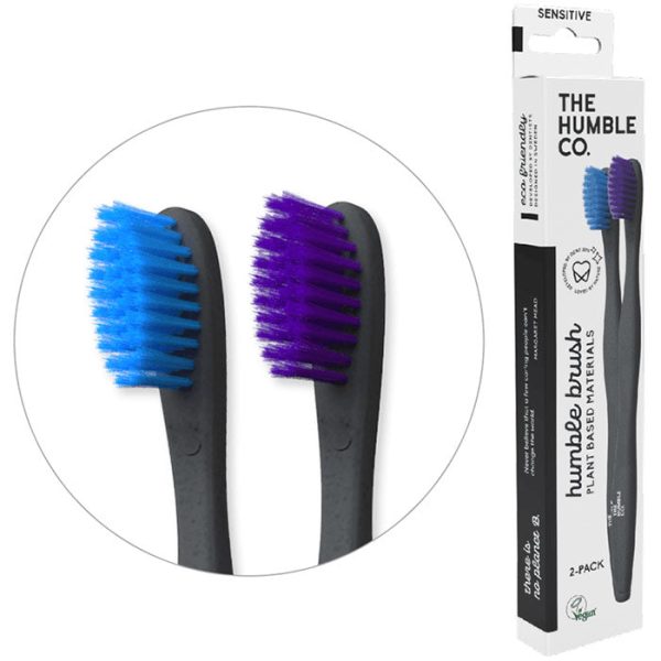 Humble Brush Plant Based Toothbrush - Sensitive - Purple & Blue, 2 Pack, The Humble Co. For Sale