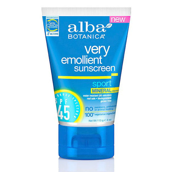 Very Emollient Sport Mineral Sunscreen SPF 45, 4 oz, Alba Botanica Fashion