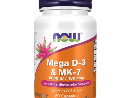 Mega D-3 & MK-7, Vitamins D3 & K2, 60 Capsules, NOW Foods For Cheap