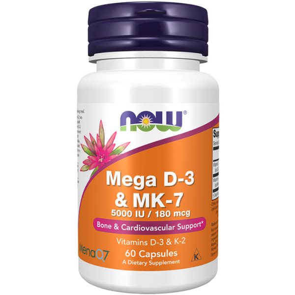 Mega D-3 & MK-7, Vitamins D3 & K2, 60 Capsules, NOW Foods For Cheap