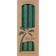 Palm Tapers 9 Inch, Unscented, Green, 4 Candles, Aloha Bay For Discount