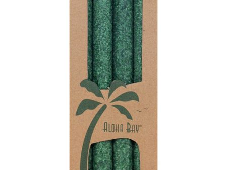 Palm Tapers 9 Inch, Unscented, Green, 4 Candles, Aloha Bay For Discount