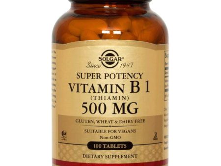 Vitamin B1 500 mg (Thiamin), 100 Tablets, Solgar Supply