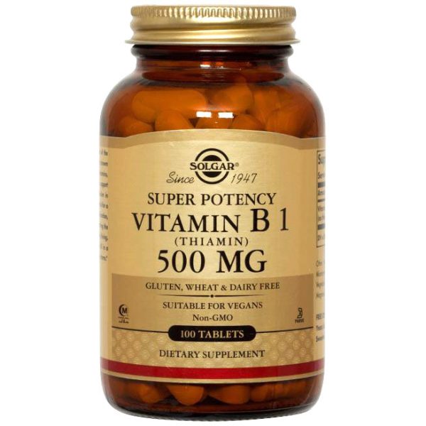 Vitamin B1 500 mg (Thiamin), 100 Tablets, Solgar Supply