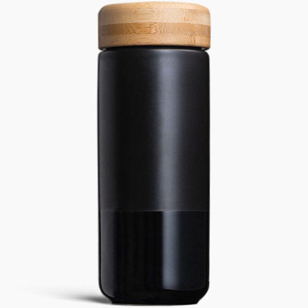 Insulated Ceramic Mug with Bamboo Lid, Black, 12 oz, Soma Online now