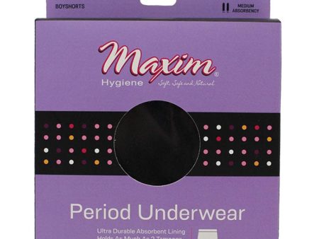 Period Underwear Boyshorts, Black, Medium Absorbency, Large, 1 ct, Maxim Hygiene Products Online Sale