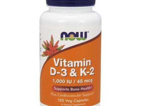 Vitamin D-3 & K-2 1000 IU 45 mcg, 120 Vcaps, NOW Foods For Discount