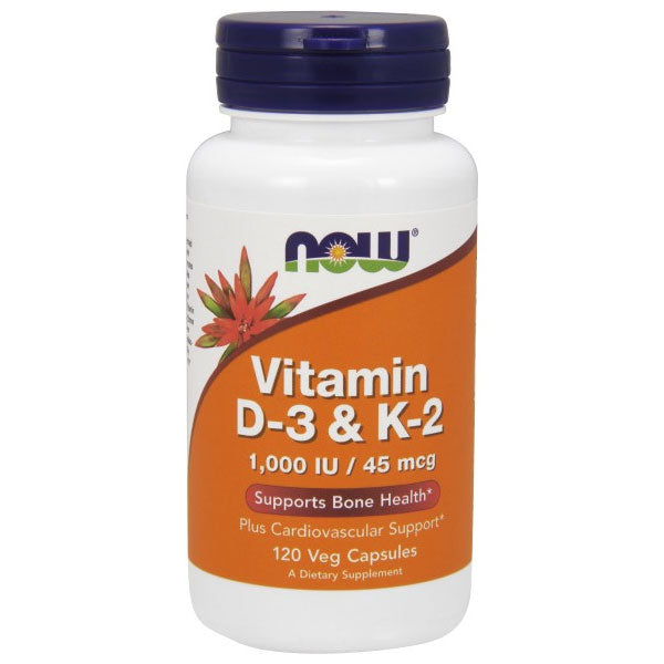 Vitamin D-3 & K-2 1000 IU 45 mcg, 120 Vcaps, NOW Foods For Discount