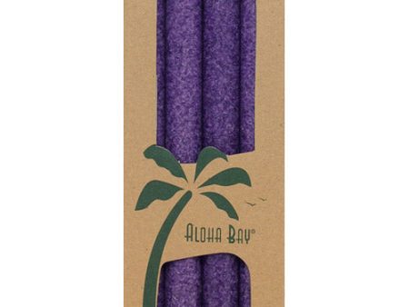 Palm Tapers 9 Inch, Unscented, Violet, 4 Candles, Aloha Bay Discount