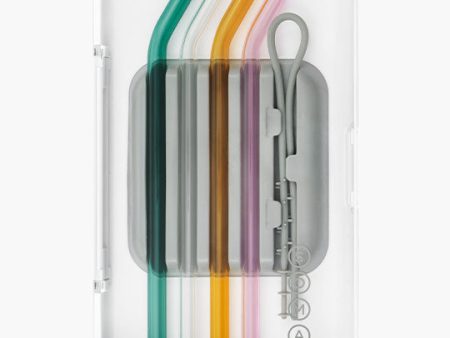 Glass Straw Set with Case & Cleaning Tool, Multicolor, 4 pc, Soma Hot on Sale