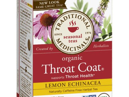 Organic Throat Coat Tea, Lemon Echinacea, 16 Tea Bags, Traditional Medicinals Teas Fashion