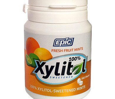 Xylitol Mints, Fresh Fruit, 180 Pieces Bottle, Epic Dental (Epic Xylitol) Supply