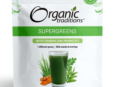 Supergreens with Turmeric & Probiotics, 3.5 oz (100 g), Organic Traditions Supply