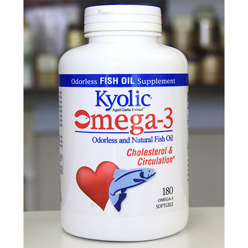 Kyolic Omega-3, Garlic + Fish Oil (formerly Kyolic EPA), 180 Softgels, Wakunaga Online