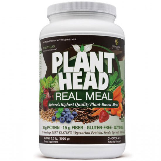 Plant Head Real Meal - Chocolate, Plant-Based Meal Shake, 2.3 lb, Genceutic Naturals Hot on Sale