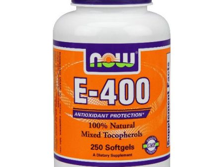 Vitamin E 400 IU, Mixed Tochopherols Unesterified, 250 Softgels, NOW Foods For Sale