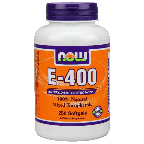 Vitamin E 400 IU, Mixed Tochopherols Unesterified, 250 Softgels, NOW Foods For Sale