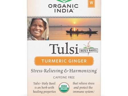 Tulsi (Holy Basil) Turmeric Ginger Tea, 18 Tea Bags, Organic India Sale