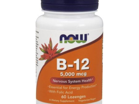 Vitamin B-12 5000mcg With Folic Acid, 60 Chewable Lozenges, NOW Foods Sale