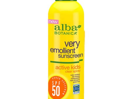 Very Emollient Clear Spray Sunscreen SPF 50 - Active Kids, 6 oz, Alba Botanica on Sale