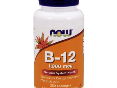 Vitamin B-12 1000mcg With Folic Acid, 250 Chewable Lozenges, NOW Foods Discount